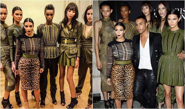 Kim K. and Little Sis Rocks Balmain at Vogue Paris Dinner